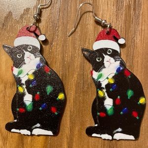 GORGEOUS TUXEDO CAT CHRISTMAS EARRINGS 😻♥️♥️♥️